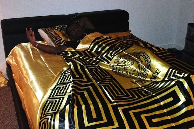 Freshman Deion Sanders Jr. in his gold bed on campus at SMU. (Deion Sanders/Twitter.com)