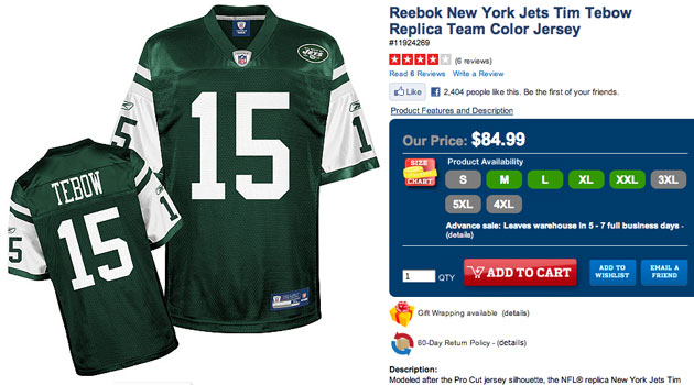 nfl tebow jersey