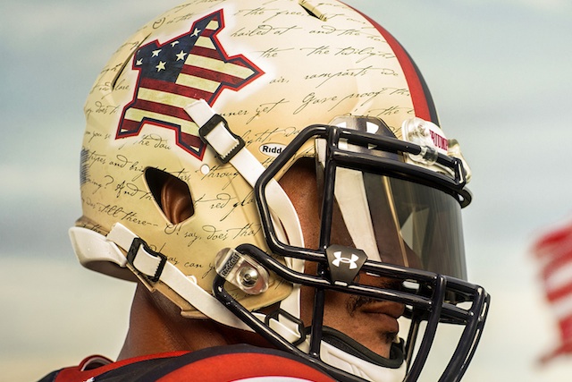 Maryland's Star-Spangled Banner alternate helmets. (USATSI)