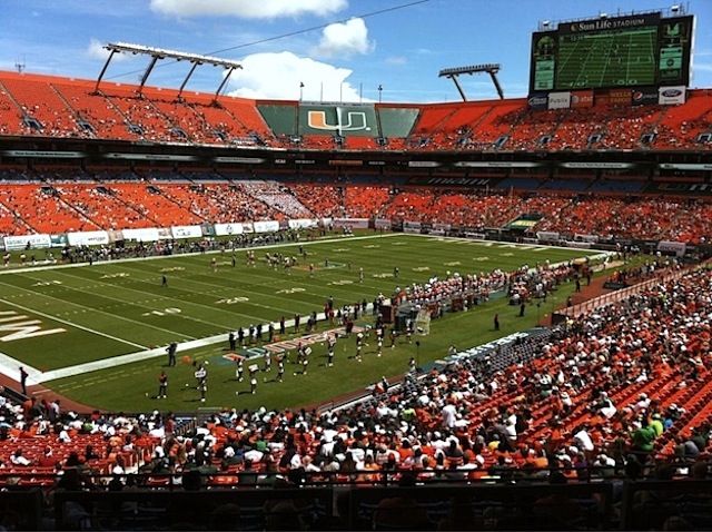 There has often been more orange seats than fans at Sun Life Stadium. (Twitter.com/Tim Reynolds)